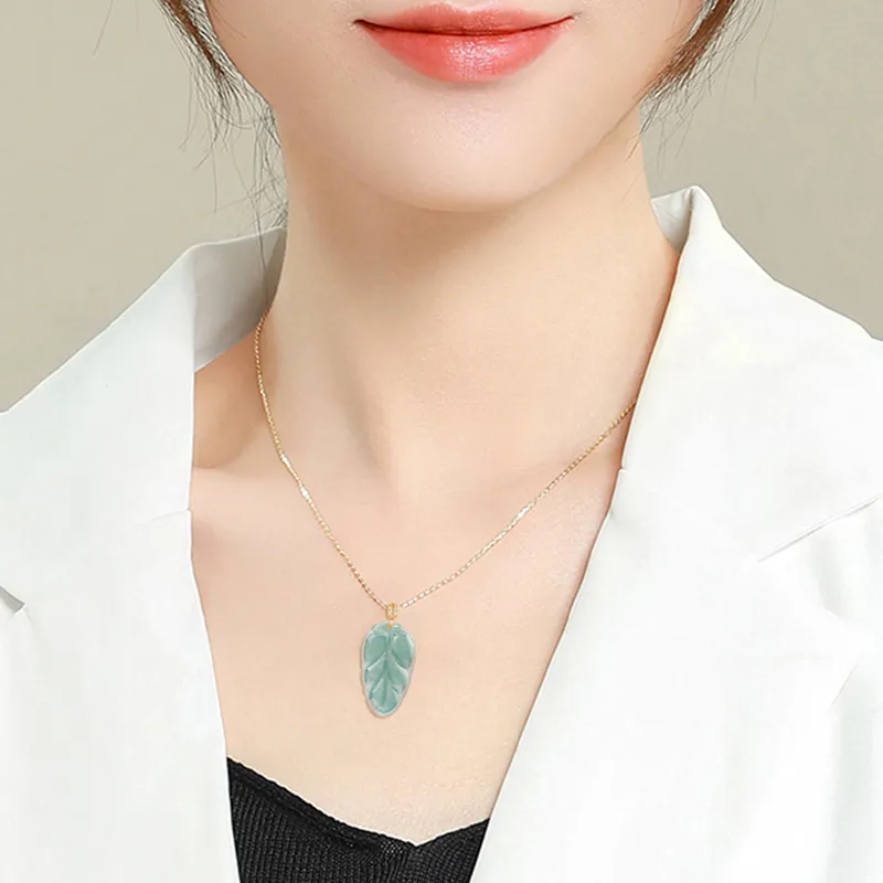 Long Fu Glutinous Jade 18K Gold Clasp Necklace, Festive Accessory Women's-2