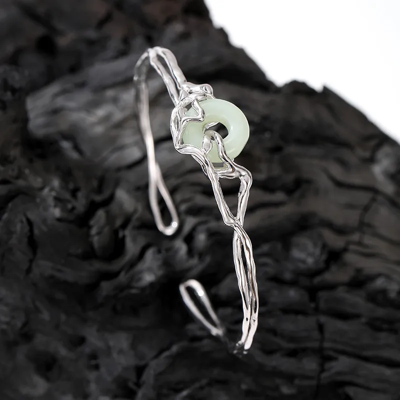 Long Fu Hetian Jade Bangles White Jade/Pale Greenish White Jade Women's-3