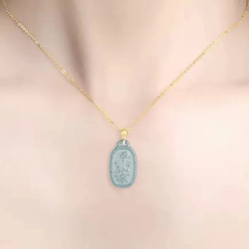 Long Fu Glutinous Jade Jadeite Necklaces Unisex-5