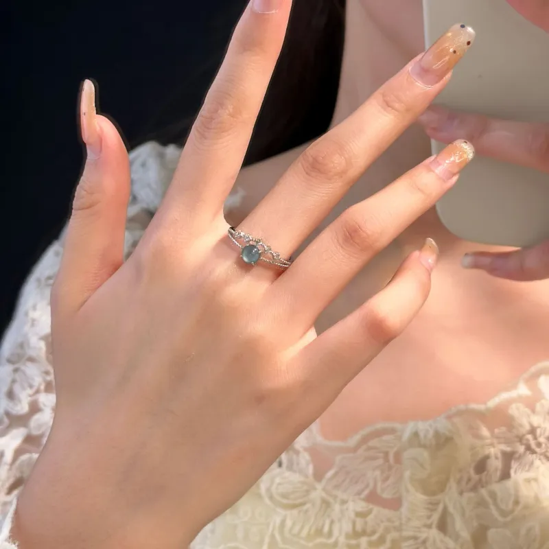 Long Fu Glutinous Jade Jadeite Rings Women's-2