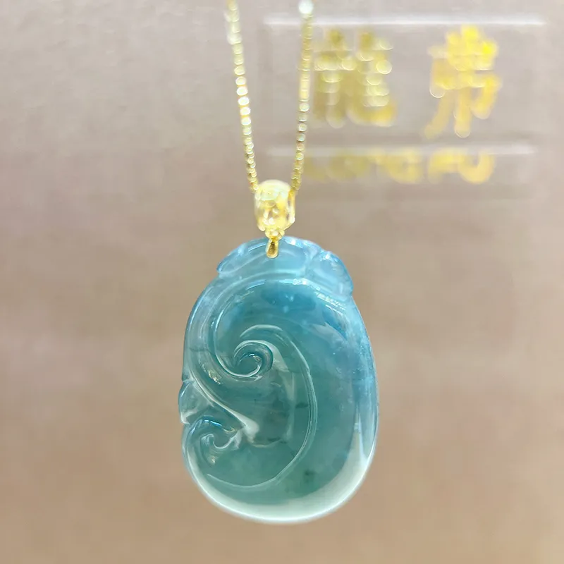Long Fu Glutinous Jade Jadeite Necklaces Women's-5