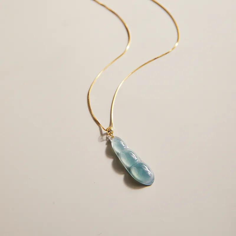 Long Fu Glutinous Jade Necklace Holiday Accessory # Good Luck Women's-5