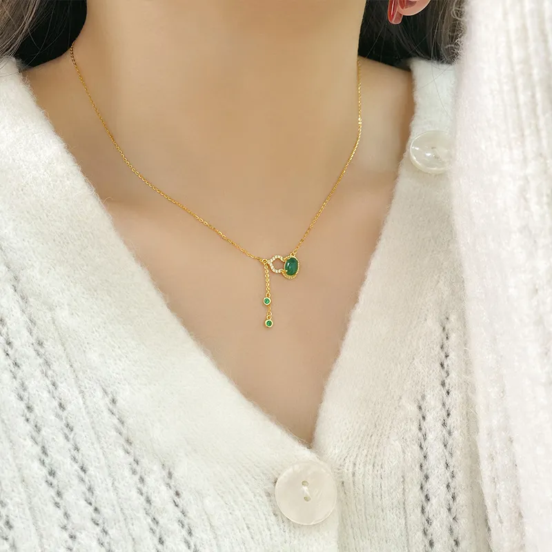 Long Fu Chalcedony Necklaces Women's-4