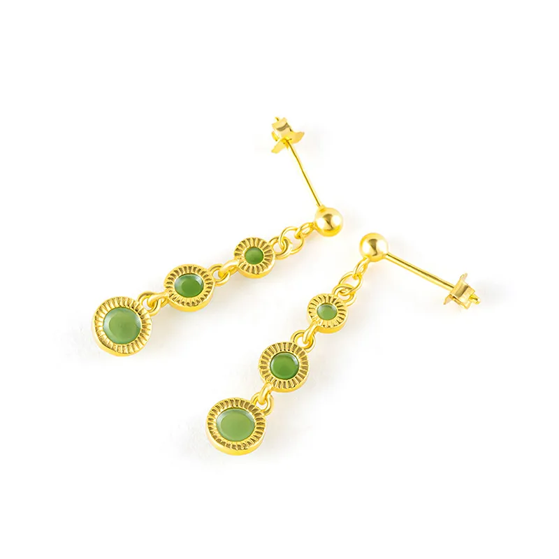 Long Fu Hetian Jade Earrings Jasper Women's-3