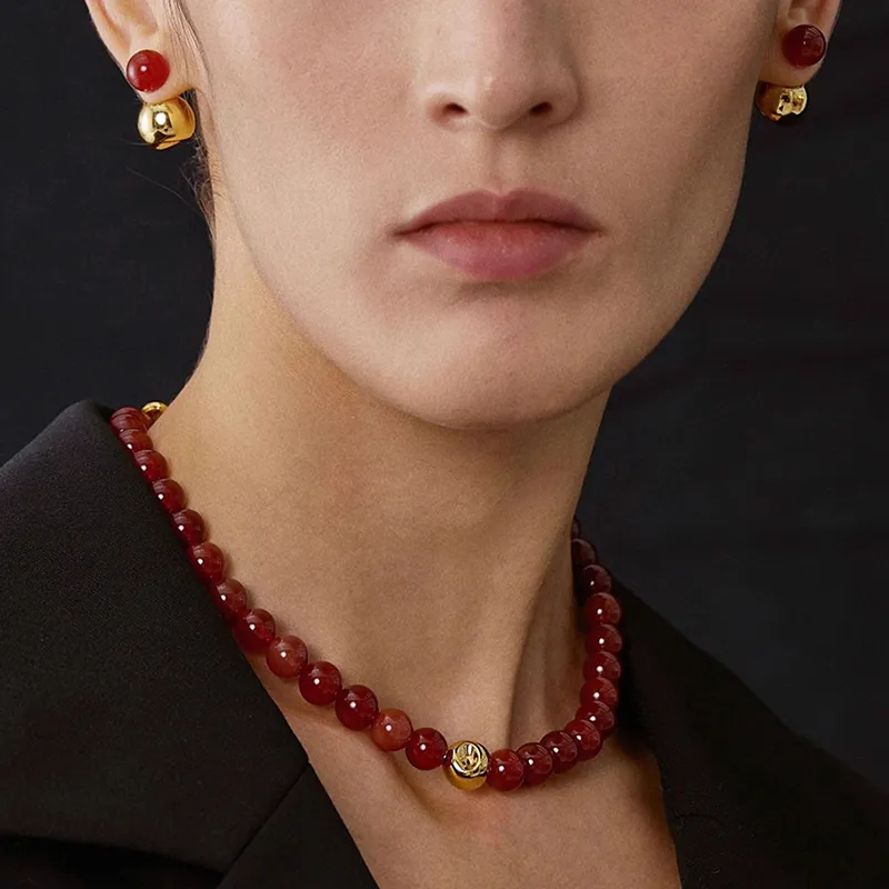 Long Fu Agate Necklaces Women's-1