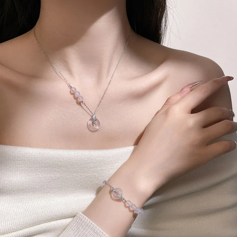 Long Fu Chalcedony Necklaces Women's-4
