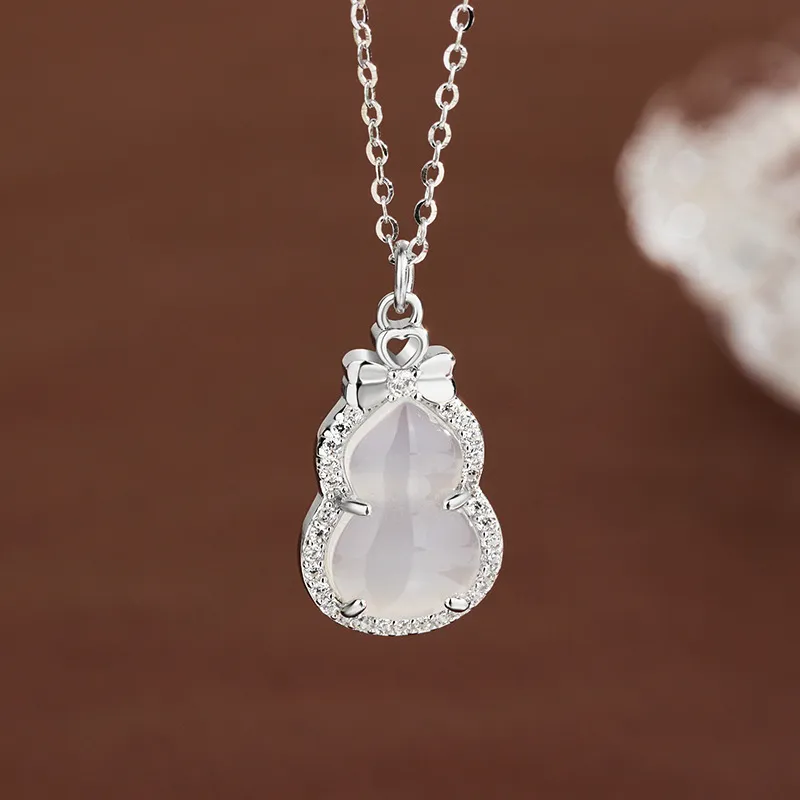 Long Fu Chalcedony Jade Necklaces Women's-5