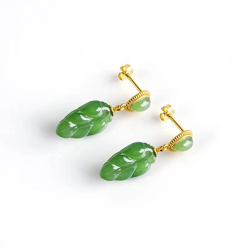 Long Fu Hetian Jade Earrings Jasper Women's-3