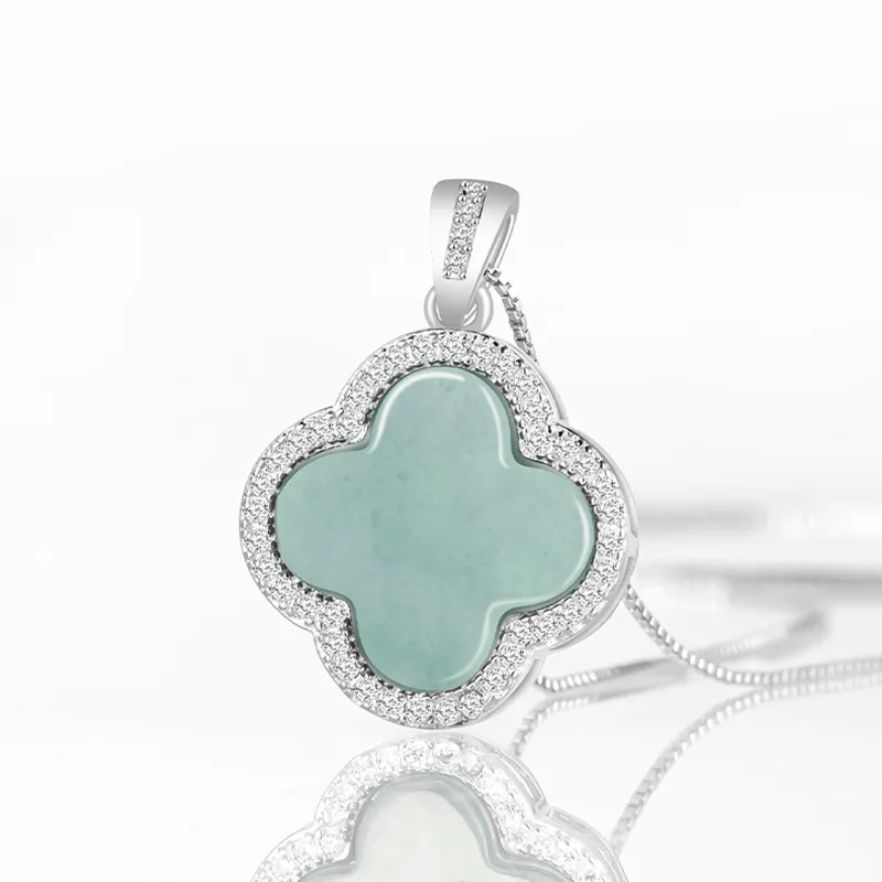 Long Fu Glutinous Jade Jadeite 925 Sterling Silver Necklace Perfect For Graduation Season Gift Women's-3