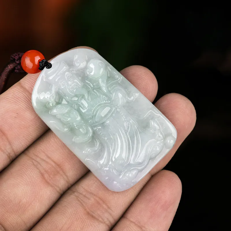 Long Fu Glutinous Jade Jadeite Necklaces Unisex-3