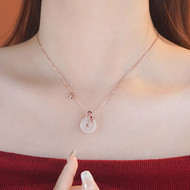 Long Fu Chalcedony Necklaces Women's-3