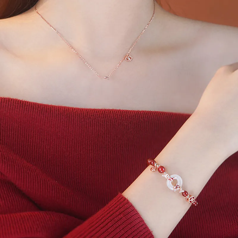 Long Fu Chalcedony Necklaces Women's-3