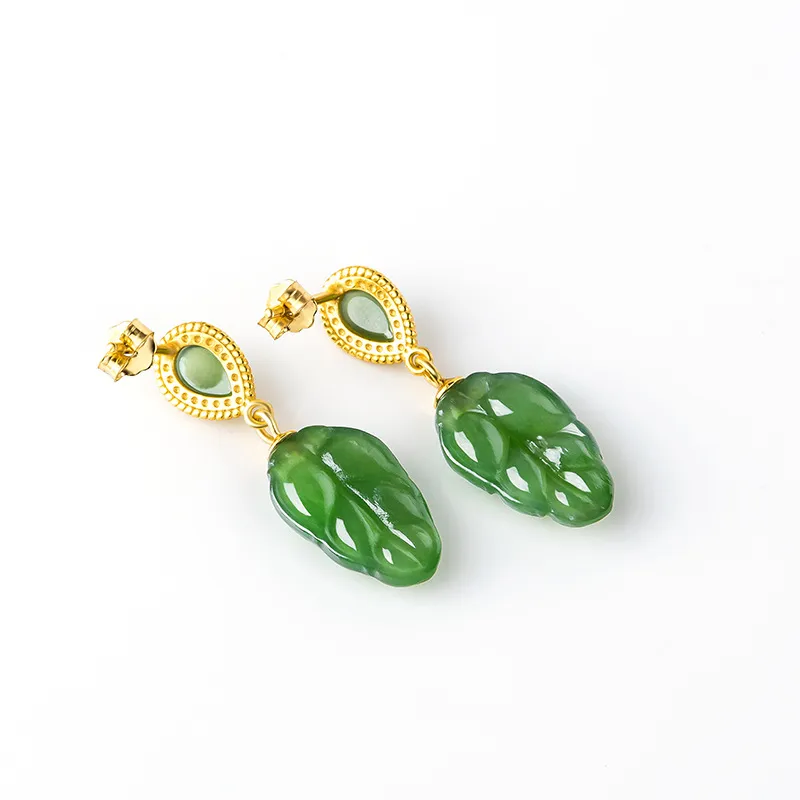 Long Fu Hetian Jade Earrings Jasper Women's-4