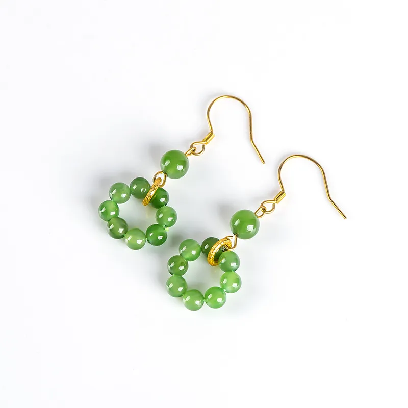 Long Fu Hetian Jade Earrings Jasper Women's-2