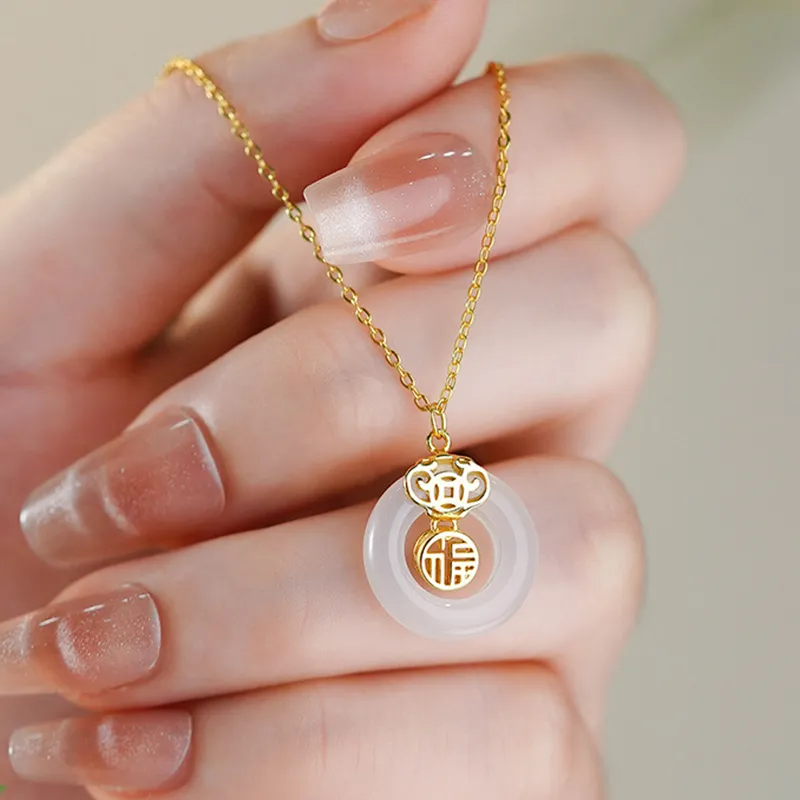 Long Fu Chalcedony Necklaces Women's-3