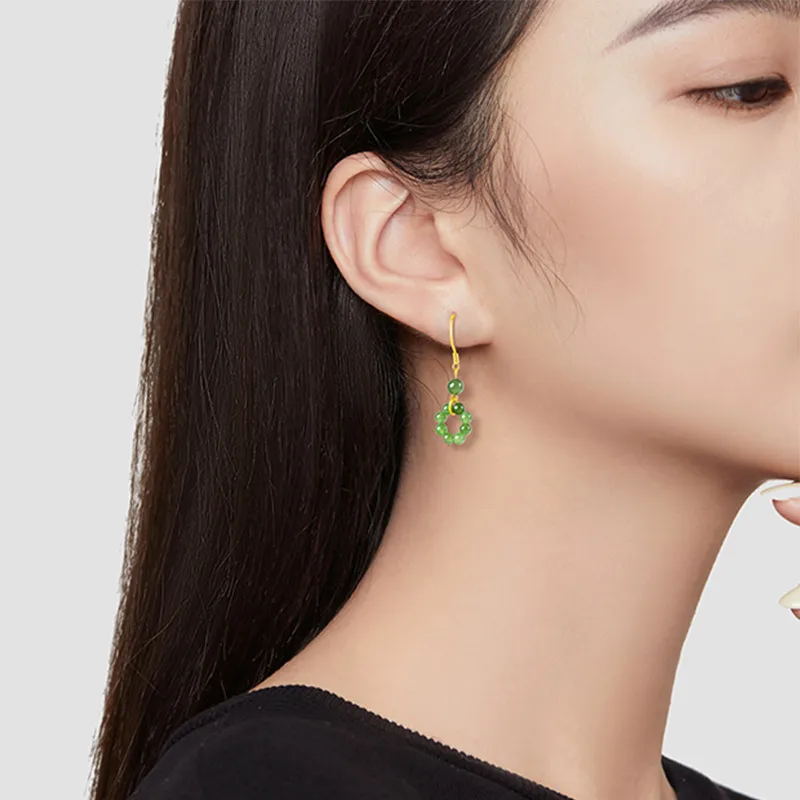 Long Fu Hetian Jade Earrings Jasper Women's-4