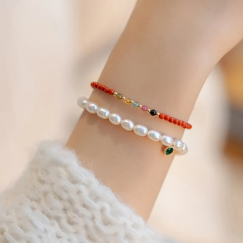 Long Fu Southern Red Agate Bracelets Women's-1