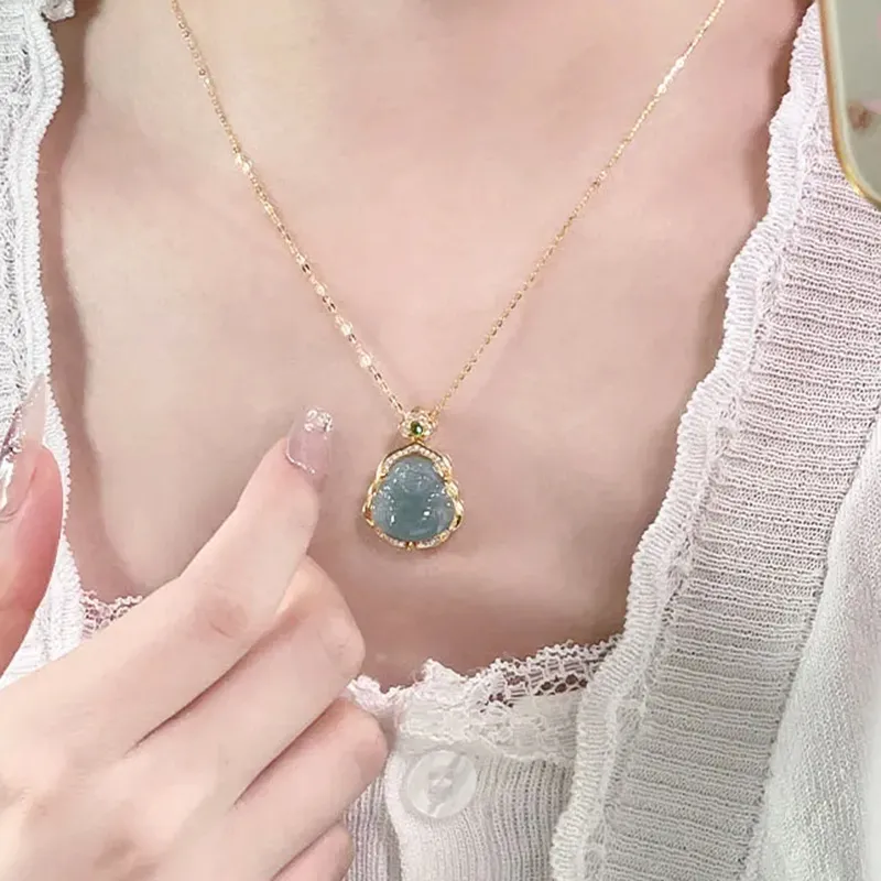 Long Fu Glutinous Jade 925 Sterling Silver Collarbone Chain Necklace Perfect Gift For Festivals Women's-5