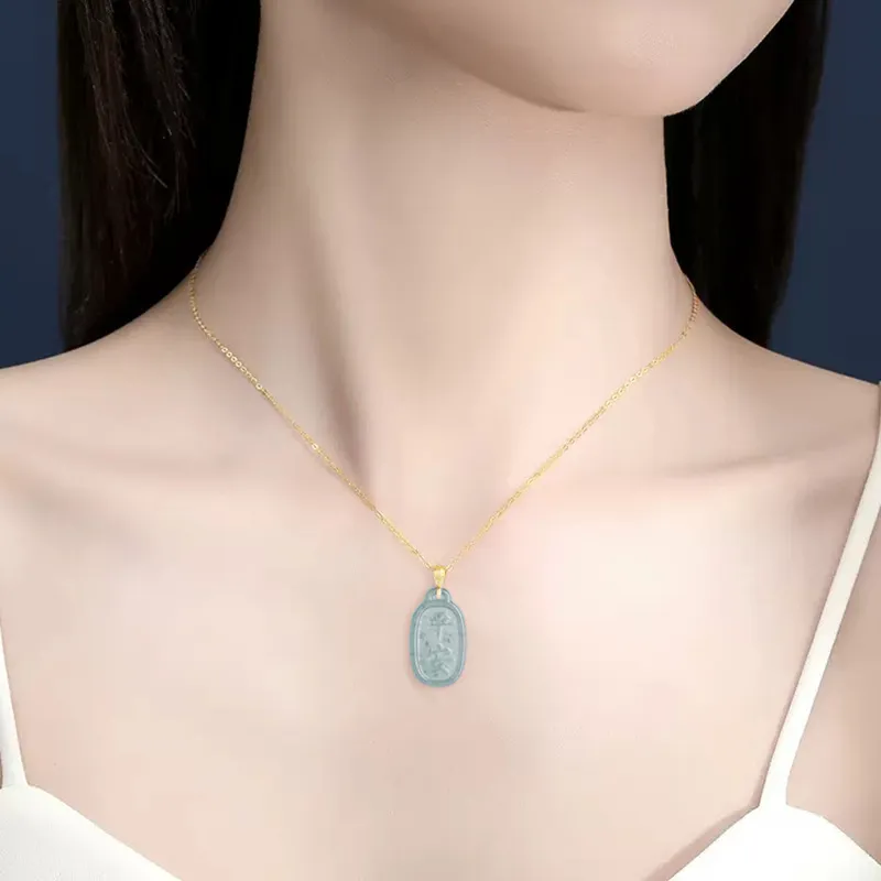 Long Fu Glutinous Jade Jadeite Necklaces Unisex-2