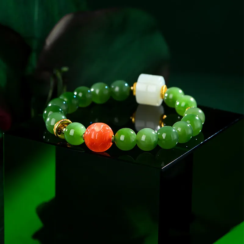 Long Fu Hetian Jade Bracelets Jasper Women's-1