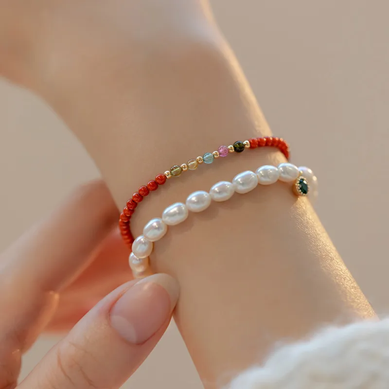 Long Fu Southern Red Agate Bracelets Women's-2
