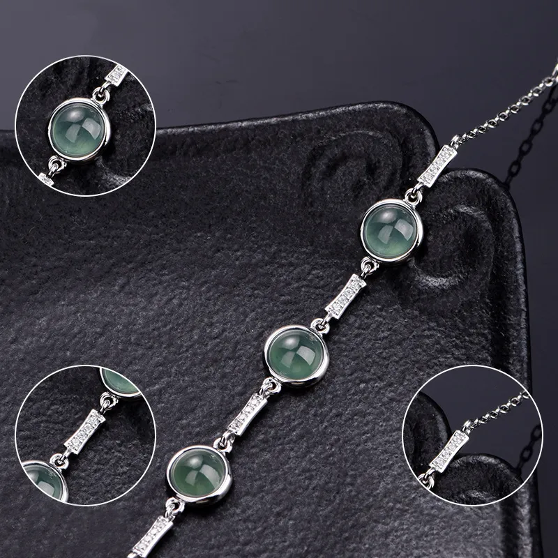 Long Fu Ice Glutinous Jadeite Bracelet 925 Sterling Silver Perfect For Festivals And Gift Giving Women's-5