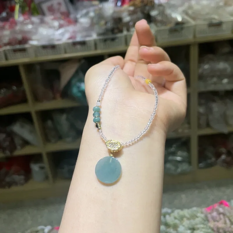 Long Fu Glutinous Jade Trendy Versatile Sweater Chain Necklace Accessory, Perfect For Festive Gift Giving Women's-1