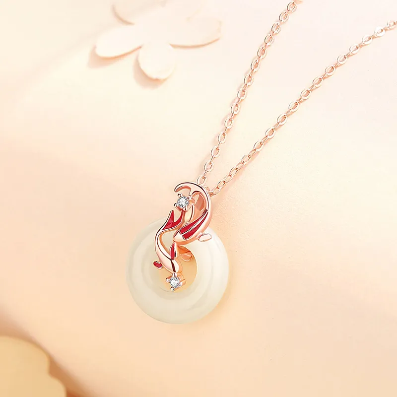 Long Fu Necklaces White Jade/Pale Greenish White Jade Women's-2