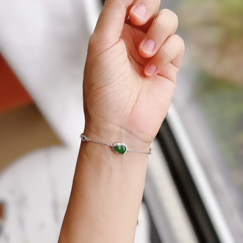 Long Fu Glutinous Jade Jadeite Necklaces Women's-3