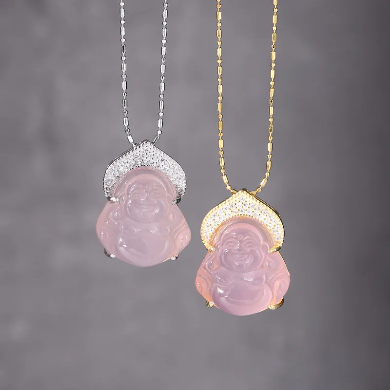 Long Fu Chalcedony Jade Necklaces Women's-4