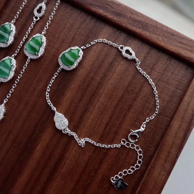 Long Fu Glutinous Jade Jadeite Necklaces Women's-5