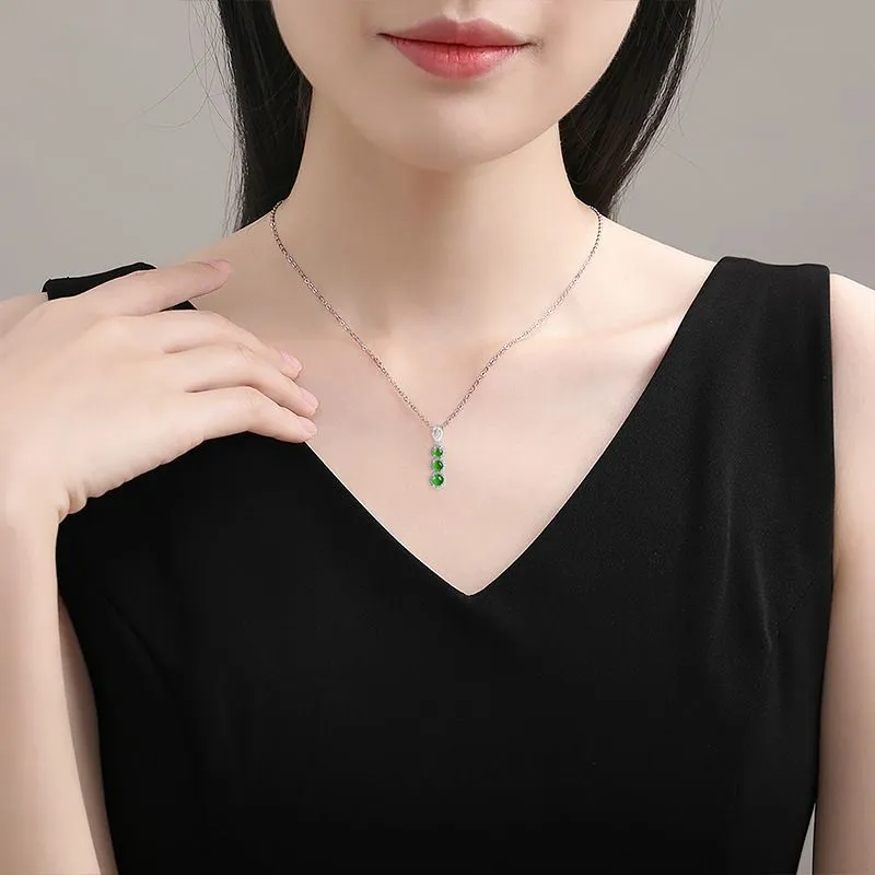 Long Fu Ice Glutinous Jadeite Necklaces Women's-5