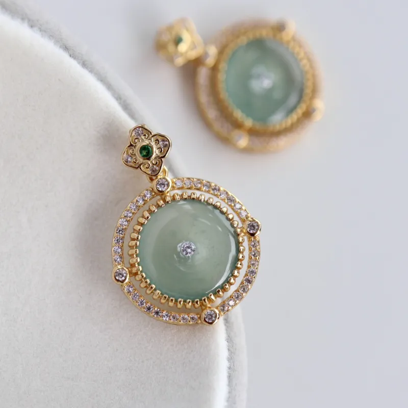 Long Fu Glutinous Jade Jadeite Necklaces Women's-4