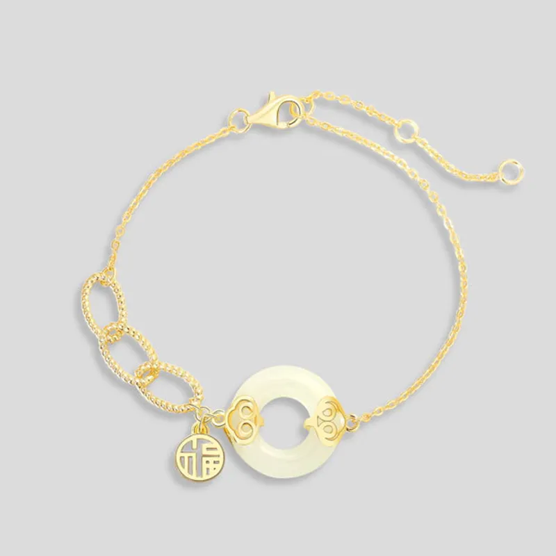 Long Fu Hetian Jade Bracelets White Jade/Pale Greenish White Jade Women's-4