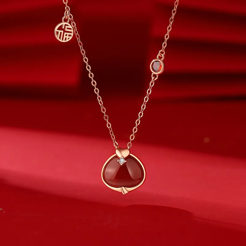 Long Fu Agate Necklaces Women's-3