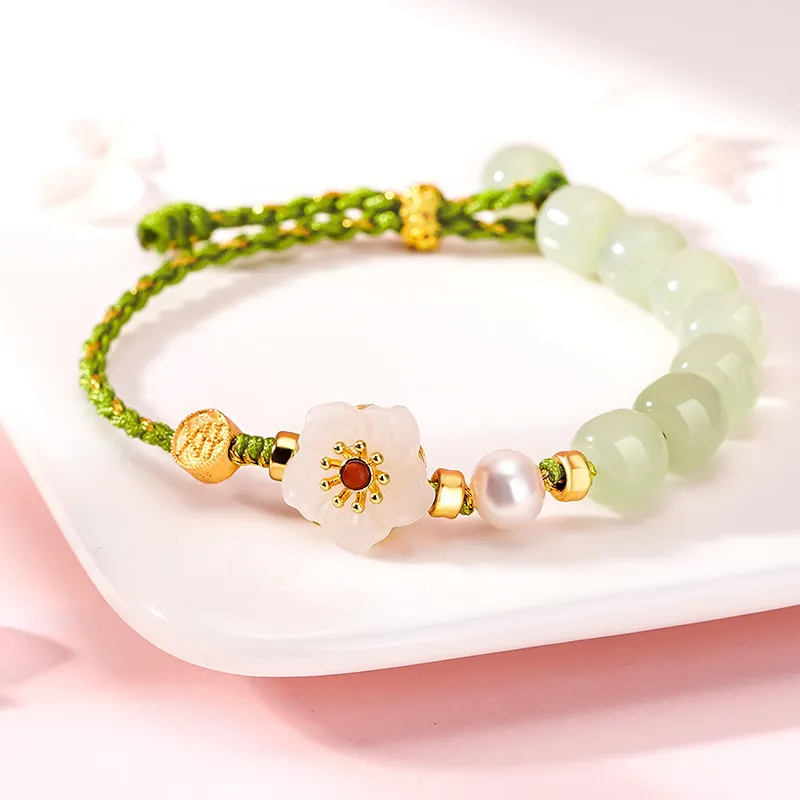 Long Fu Hetian Jade Bracelets White Jade/Pale Greenish White Jade Women's-2