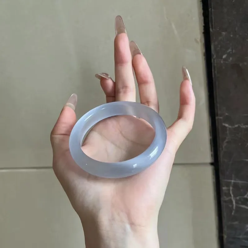 Long Fu Glass Cat Eye Bangle Jade Bangle Girlish Bangle Plain Circle Hand Accessory Women's-4