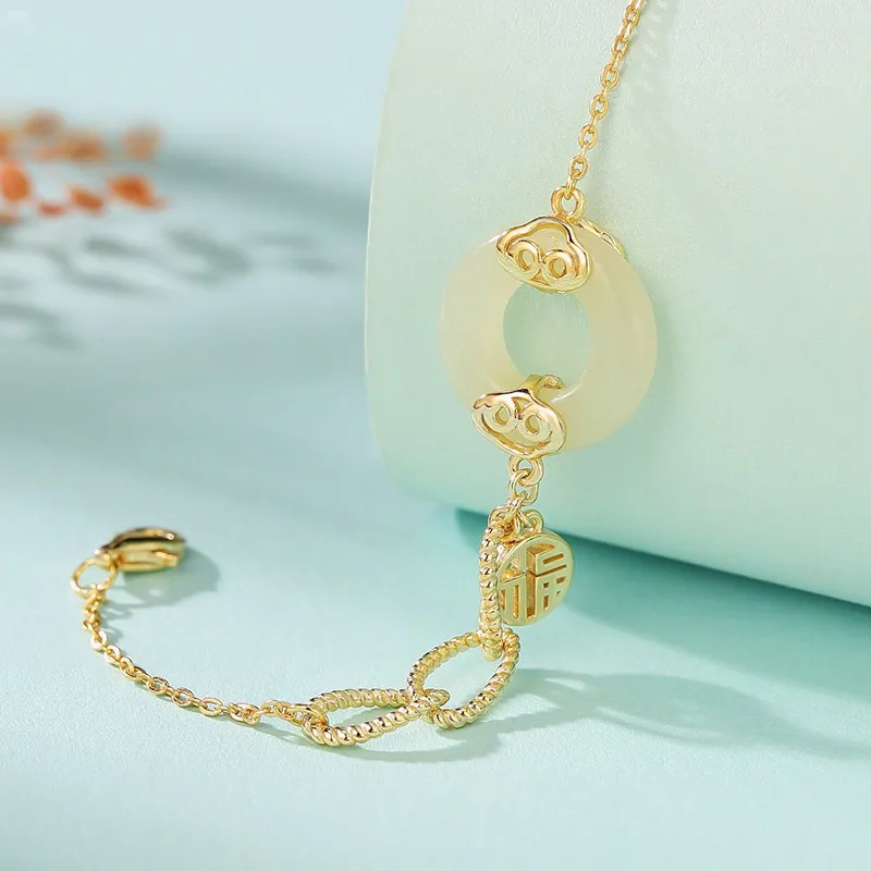Long Fu Hetian Jade Bracelets White Jade/Pale Greenish White Jade Women's-5