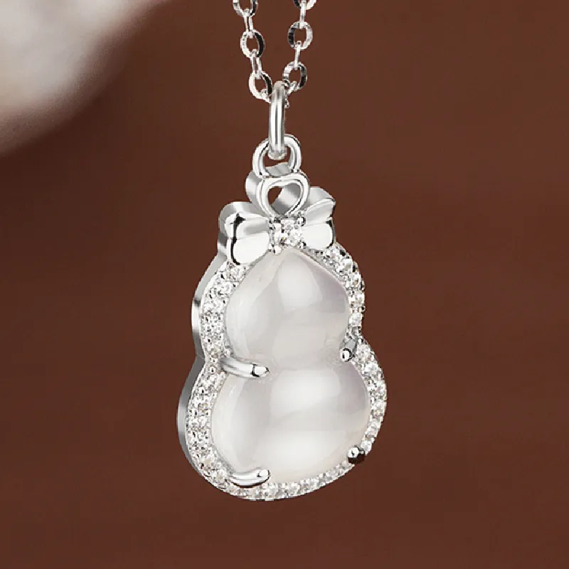 Long Fu Chalcedony Jade Necklaces Women's-3