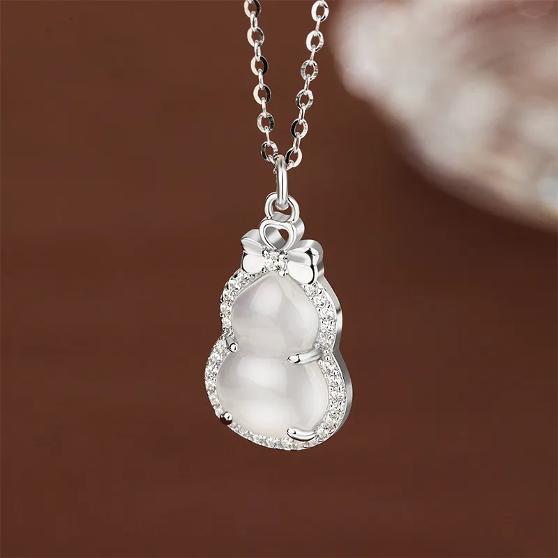 Long Fu Chalcedony Jade Necklaces Women's-2
