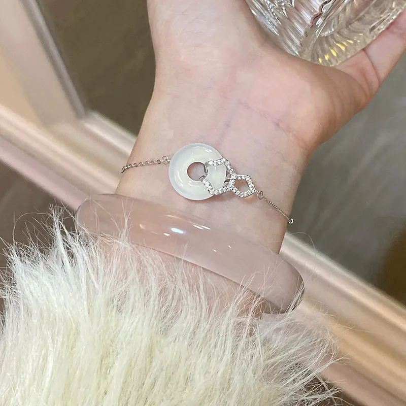 Long Fu Glass Cat Eye Jade Bangles Women's-5