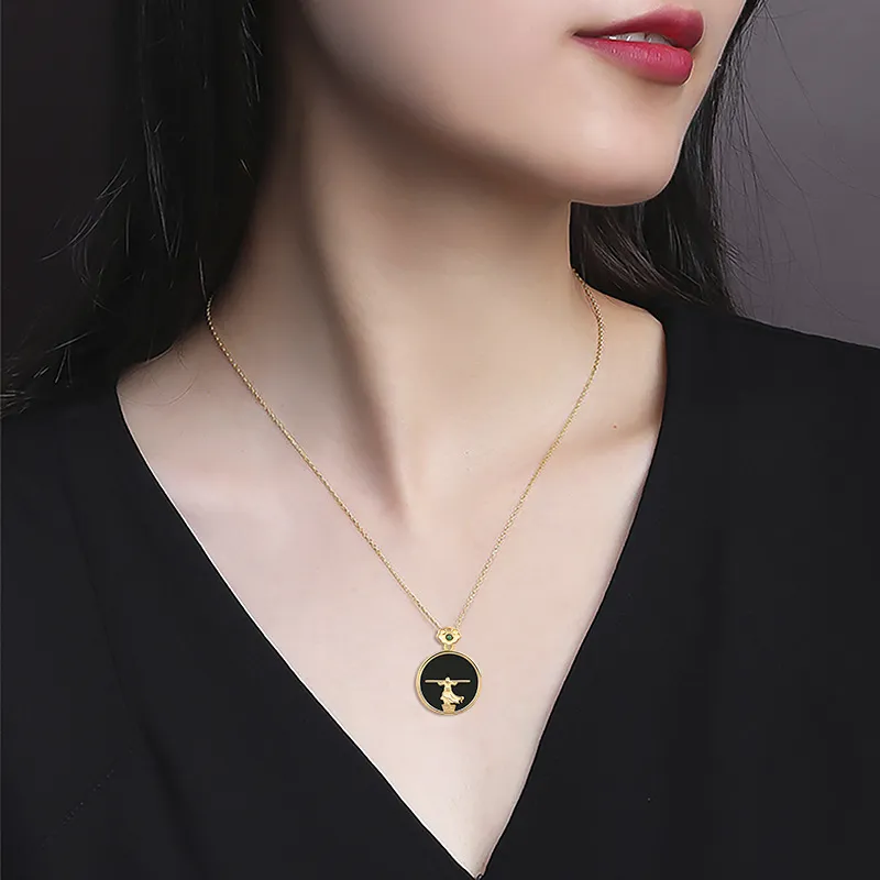Long Fu Good Luck Accessory Necklace Black Jade Unisex-2