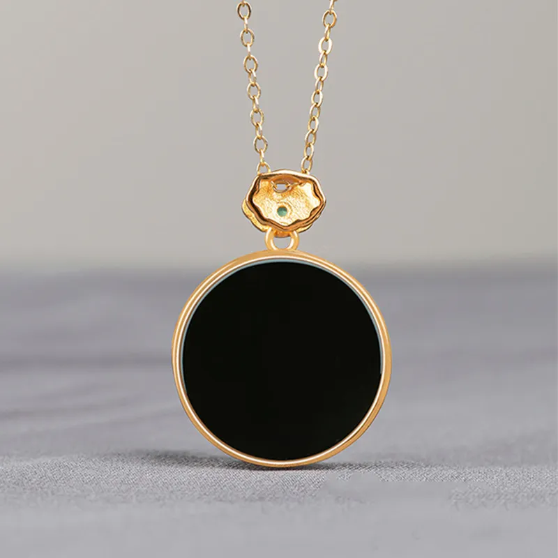 Long Fu Good Luck Accessory Necklace Black Jade Unisex-4