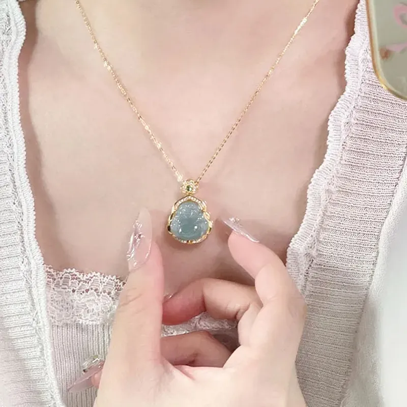 Long Fu Glutinous Jade 925 Sterling Silver Collarbone Chain Necklace Perfect Gift For Festivals Women's-2