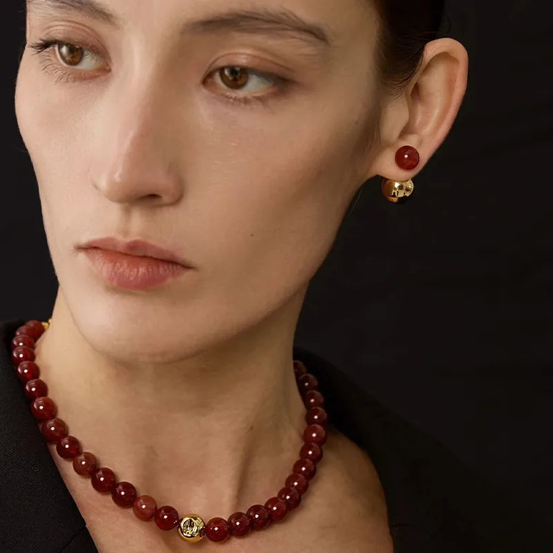 Long Fu Agate Necklaces Women's-3