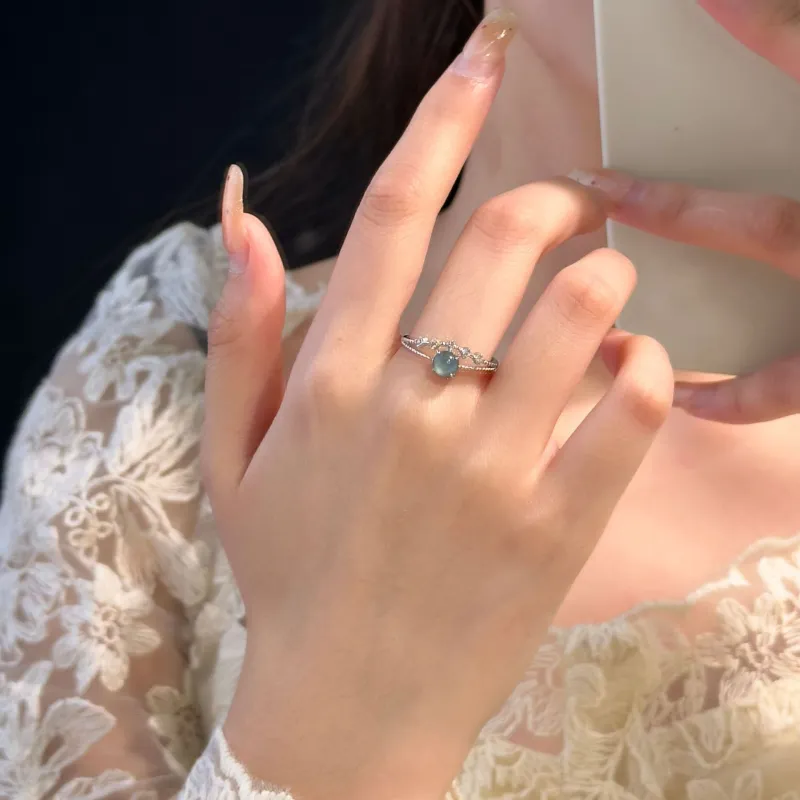 Long Fu Glutinous Jade Jadeite Rings Women's-3