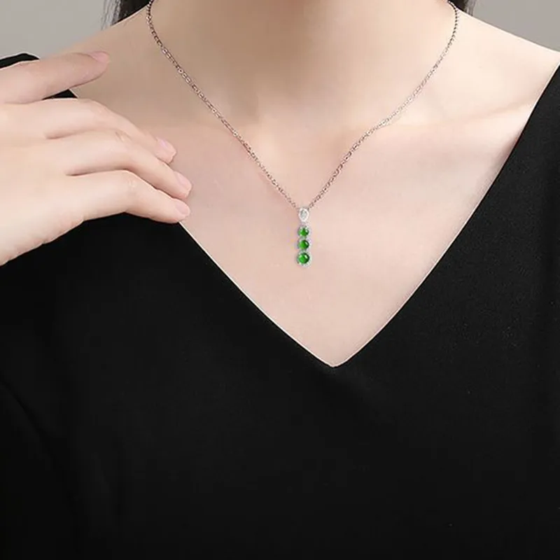 Long Fu Ice Glutinous Jadeite Necklaces Women's-5