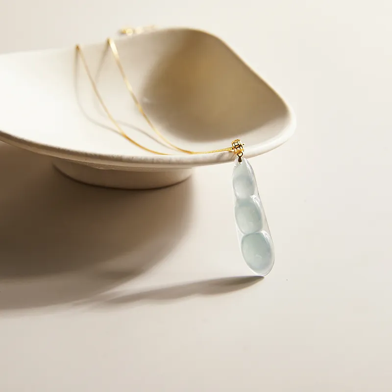 Long Fu Glutinous Jade Necklace Holiday Accessory # Good Luck Women's-3