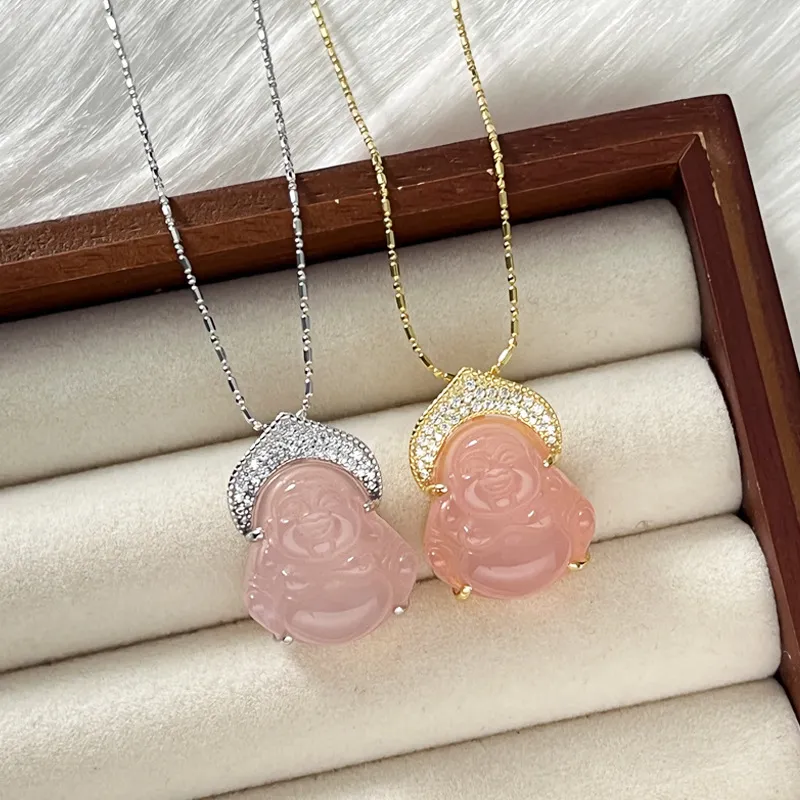 Long Fu Chalcedony Jade Necklaces Women's-3