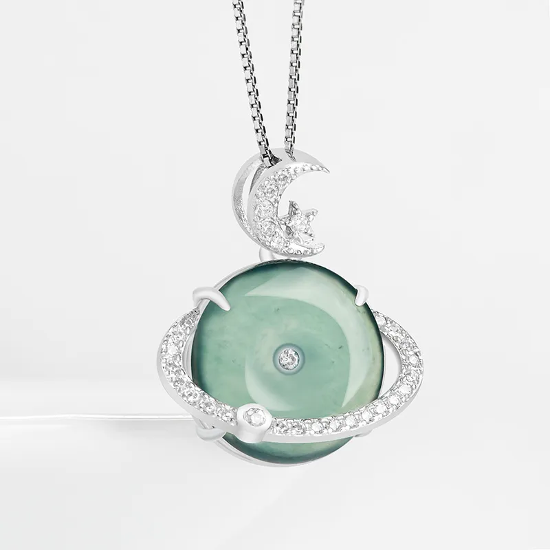 Long Fu Ice Glutinous Jadeite Necklace Collarbone Chain Perfect For Festive Gift Giving Accessory Women's-5